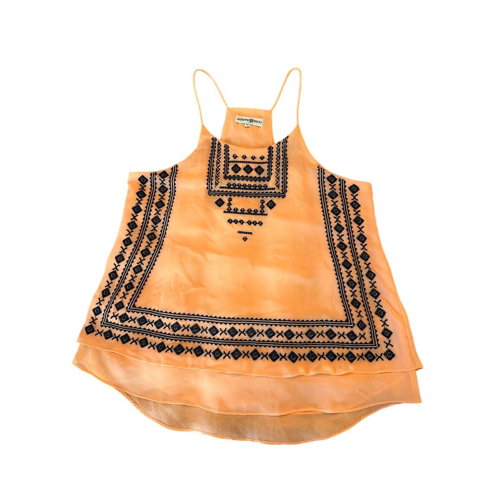 Y2K Altar’d State Neon Orange Tribal Flowy Tank – Size Medium